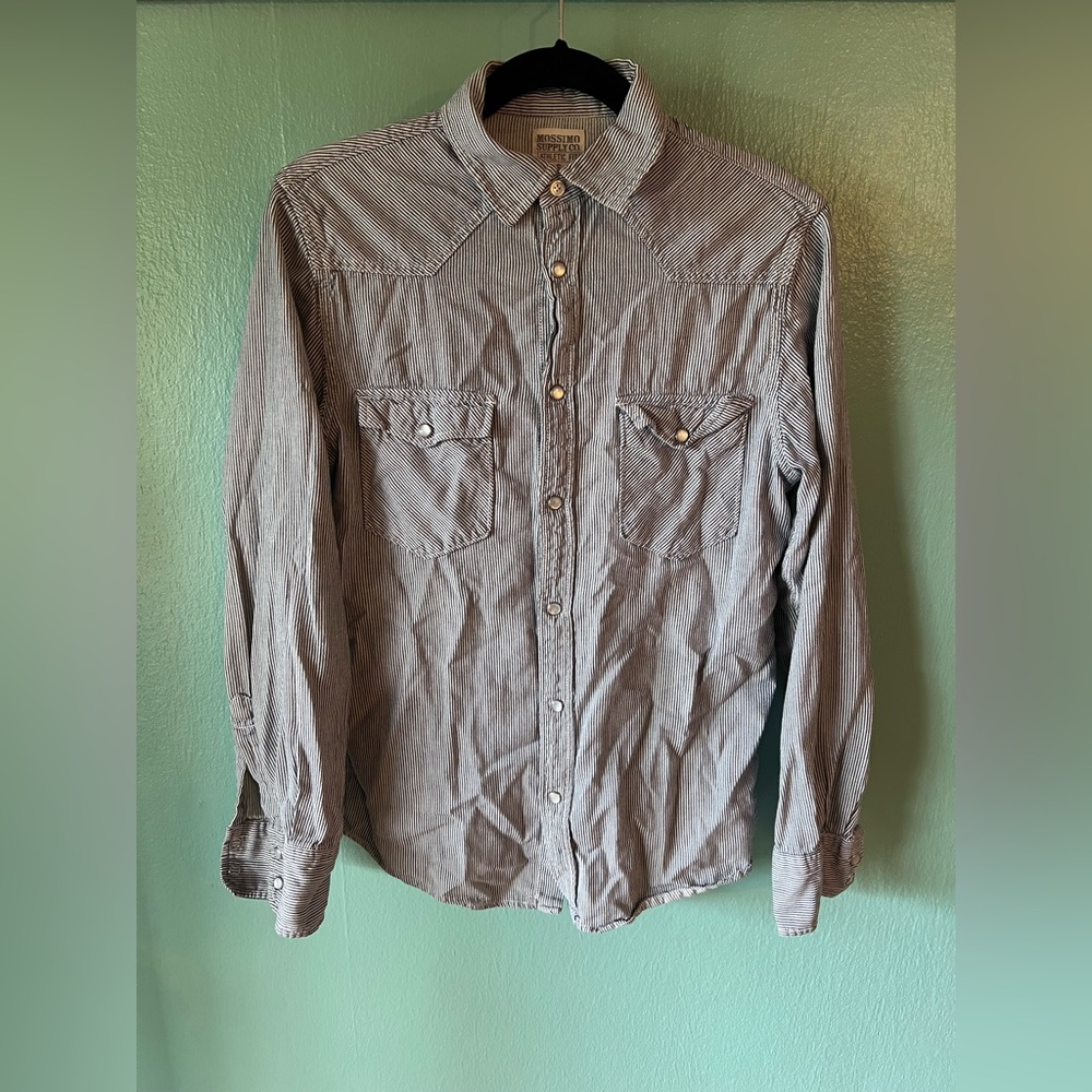 Mossimo Supply Co. Navy and White Striped Button Down Shirt
